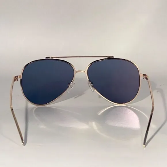 1354 Sunglasses Oversize Aviators Gold Wire Frames Silver Mirror Lens NWT - Picture 4 of 8